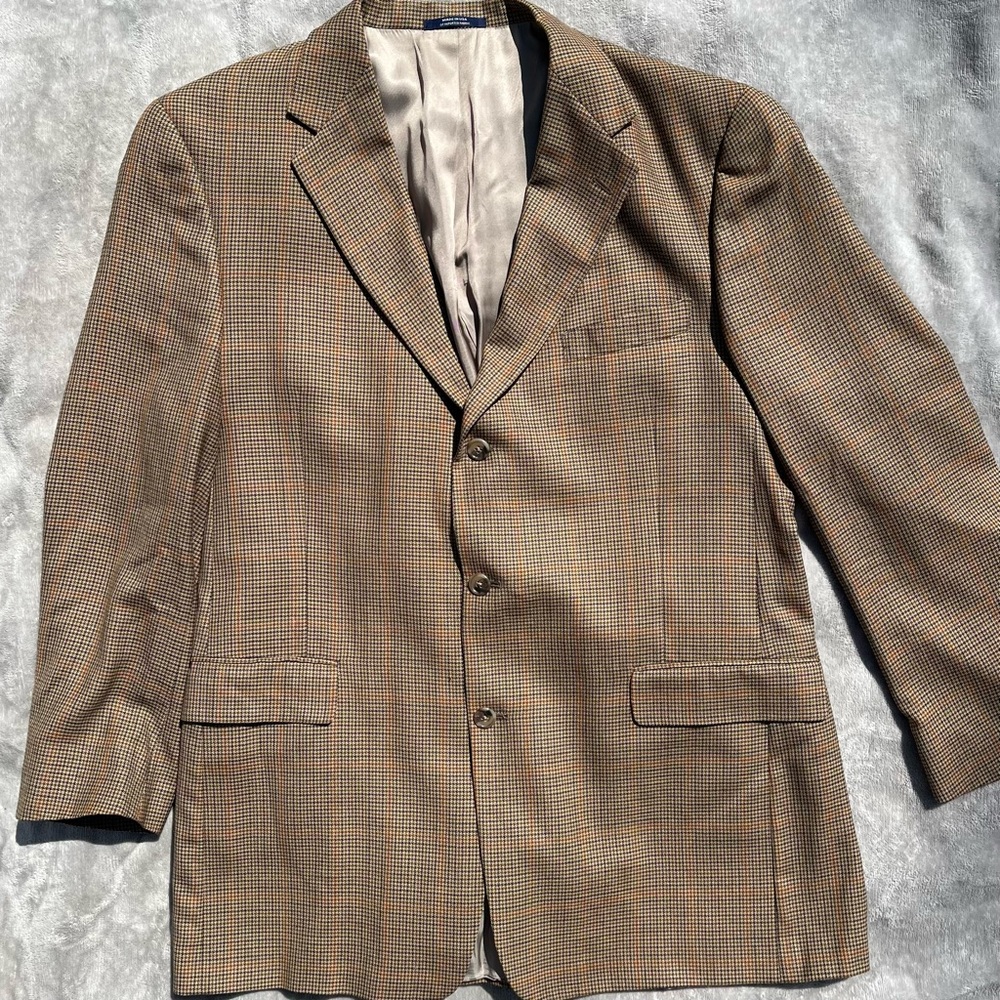 TED BAKER LONDON Houndstooth Blazer - Caramel Brown & Cream - 46L